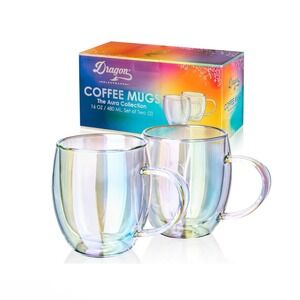 Dragon Glassware x Barbie Double Wall Coffee Mugs Pink Magenta 16oz Set 2 Sealed